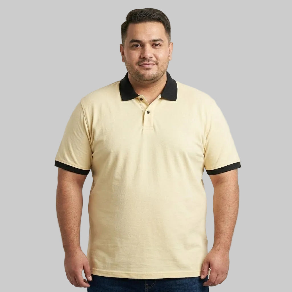 Pale Yellow Contrast Polo Shirt PSM-11557