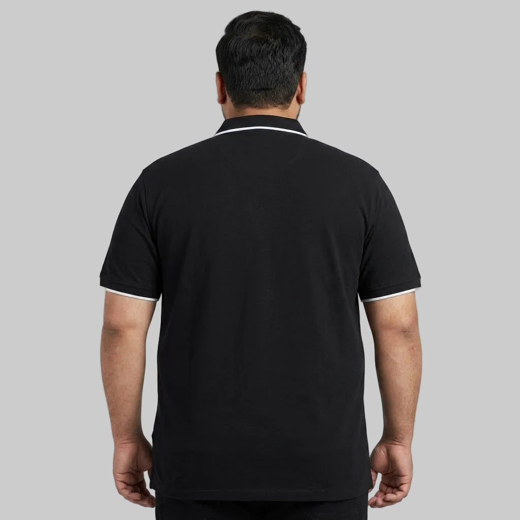 Premium Black Contrast Collar Polo Shirt PSM-11499