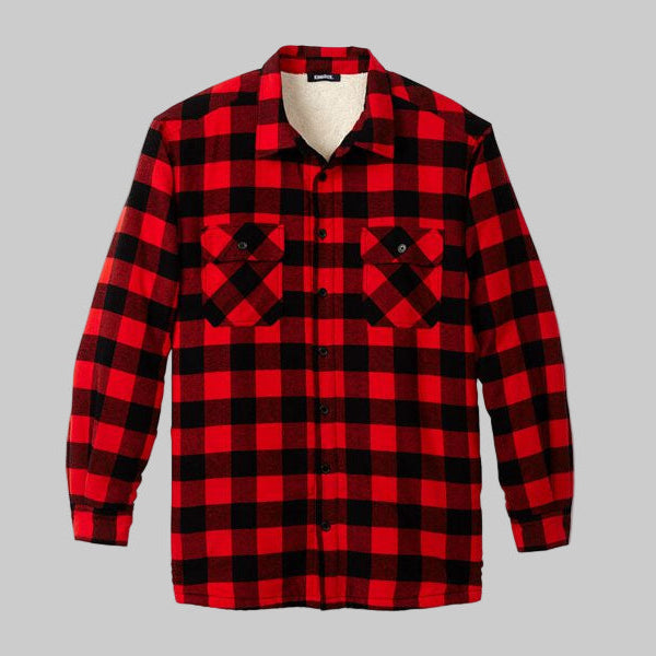 Red Buffalo Check Plaid Flannel Sherpa Lined Shirt PSM-7596