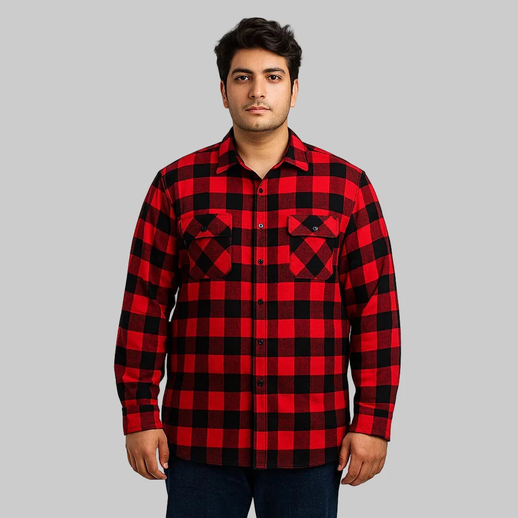 Red Buffalo Check Plaid Flannel Sherpa Lined Shirt PSM-7596
