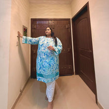 Aqua Petal – Plus Size Chikankari Floral Kurti For Curvy Women PSW-9627