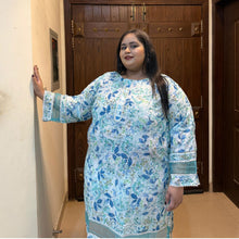 Aqua Petal – Plus Size Chikankari Floral Kurti For Curvy Women PSW-9627