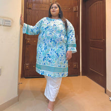 Aqua Petal – Plus Size Chikankari Floral Kurti For Curvy Women PSW-9627
