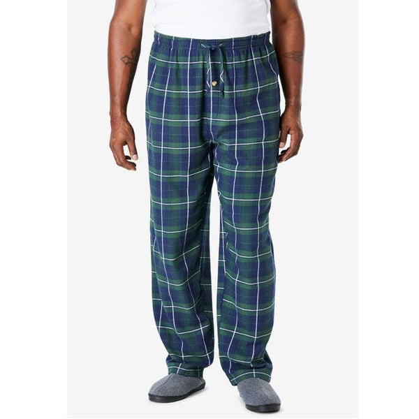 Balsam Green Plaid Flannel Pajama Pants – Big & Tall Brushed Cotton