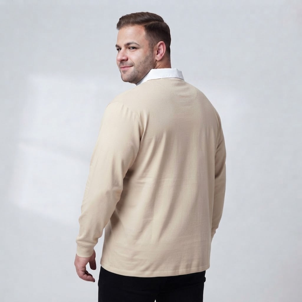 Beige Contrast  Embroidered Polo Shirt PSM-11658