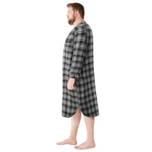 Flat-lay of Black Plaid Flannel Nightshirt on neutral background