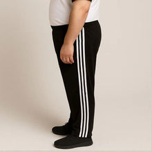 Black Side Stripe Plus Size Trouser – Front View with Elastic Waist and “ps” Logo
