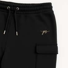 Black Terry Cargo Plus Size Comfort Fit Trousers PSM-10014