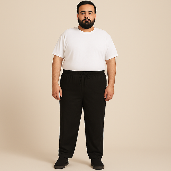 Black UrbanEase Plus Jersey Trousers With Zip Pockets PSM-8084