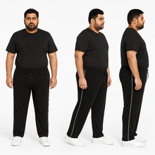 Black Side-Striped Plus Size Trouser PSM-9911