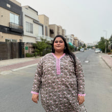 Blush Bloom – Plus Size Stitched Suit with Pink Lace (2PC) PSW-9494