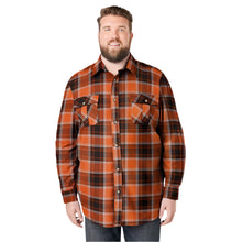 Burnt orange plaid holiday flannel shirt with chest pockets in Big & Tall fit