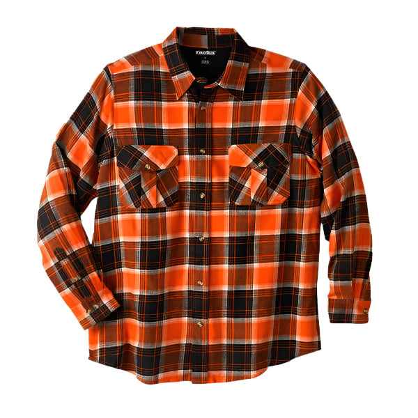 Burnt orange plaid holiday flannel shirt with chest pockets in Big & Tall fit