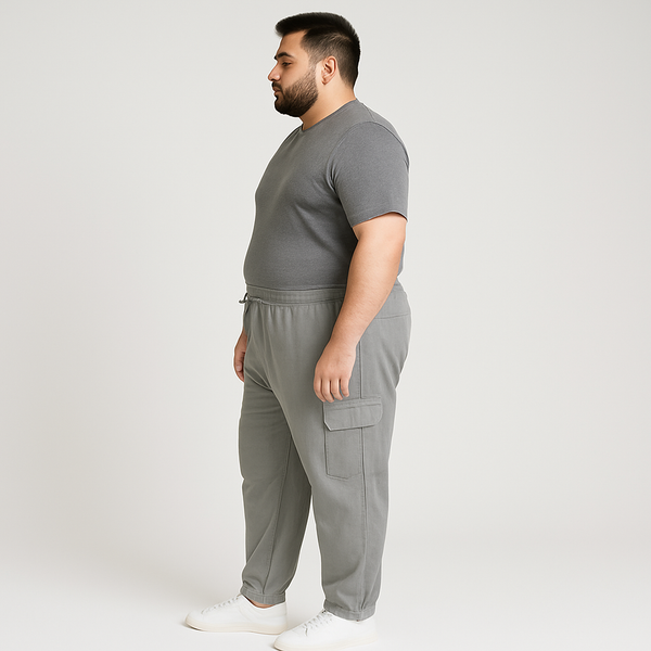 Charcoal Plus-Size Cargo Cotton Joggers PSM-8813