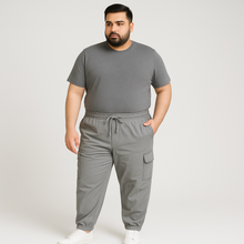 Charcoal Plus-Size Cargo Cotton Joggers PSM-8813