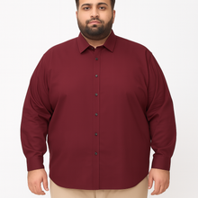 Deep maroon solid casual shirt in plus size with long sleeves


