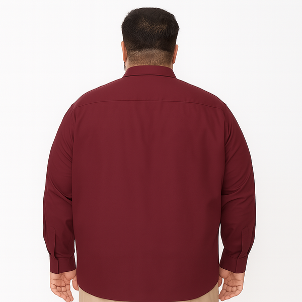 Deep maroon solid casual shirt in plus size with long sleeves

