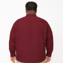 Deep maroon solid casual shirt in plus size with long sleeves

