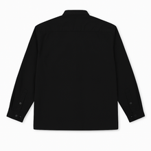 Classic black cotton long-sleeve shirt for men plus size