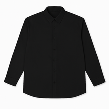 Classic Black Plain Cotton Plus Size Shirt PSM-9914