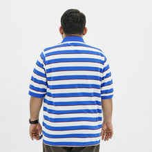 Plus Size Classic Blue Striped B Grade Polo Shirt PSM-9214B