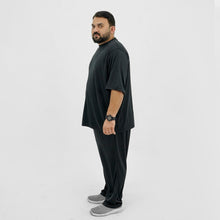 Black Polyester Plus Size Sportswear Tracksuit PSM-9085