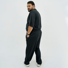 Black Polyester Plus Size Sportswear Tracksuit PSM-9085