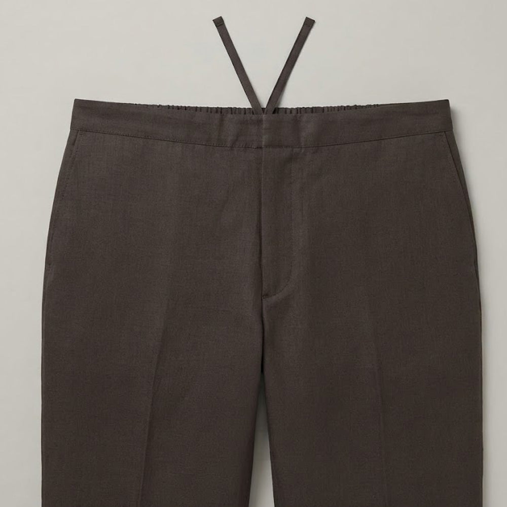 Dark Brown Irish Linen Cuban Collar Co-Ord Set PSM-11716