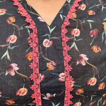 Midnight Bloom – Plus Size Stitched Floral Suit (2PC) PSW-9495