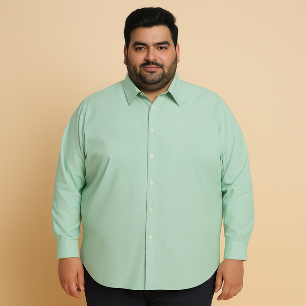 Flat-lay of mint green micro-stripe long sleeve formal shirt