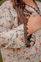 Mint Petal – Plus Size Stitched Floral Suit with Black Lace (2PC) PSW-9496