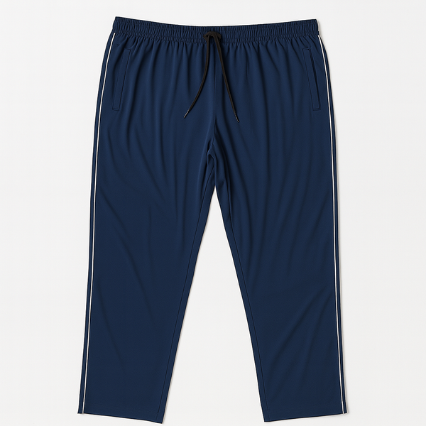 Navy blue plus size track pants with white piping for men – 2XL to 6X
