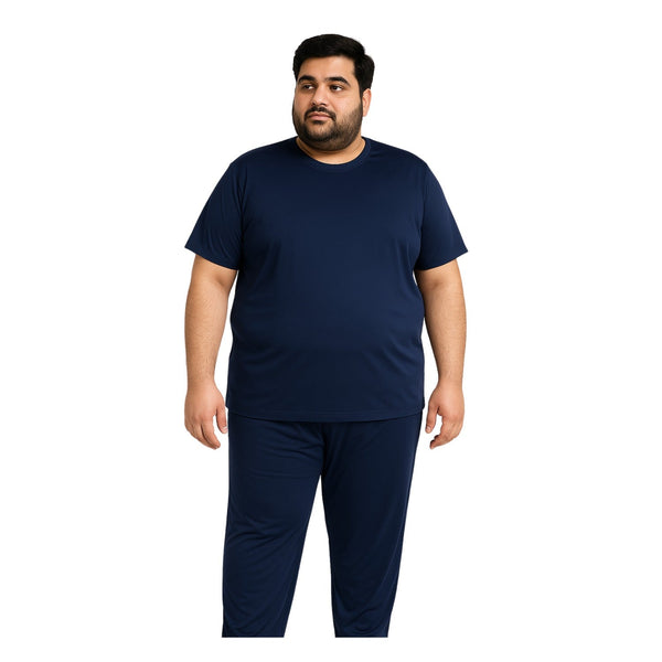 Navy Blue Polyester Plus Size Sportswear Tracksuit PSM-7860