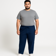 Navy Blue Side-Striped Plus Size Trouser PSM-9912