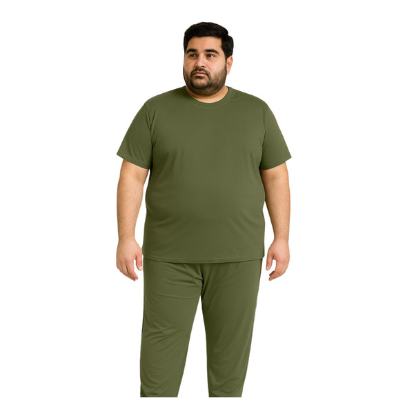 Olive Green Polyester Plus Size Sportswear tracksuit PSM-7858