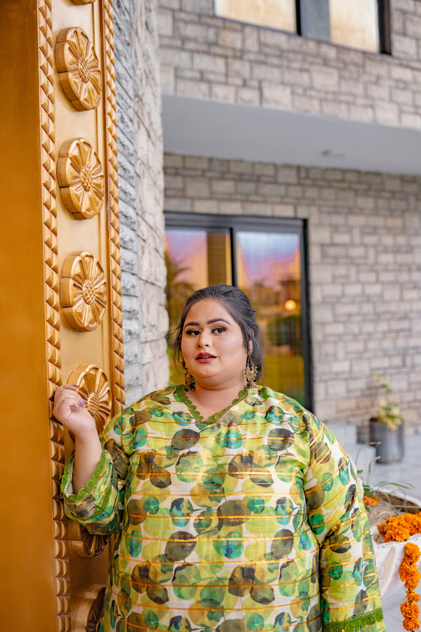 Olive Mirage Plus Size 2PC Stitched Lawn Suit PSW-9564