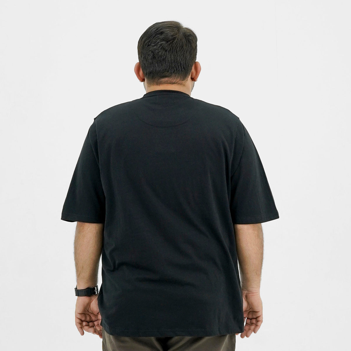 Plain Black Plus Size Crewneck T-Shirt PSM-8643