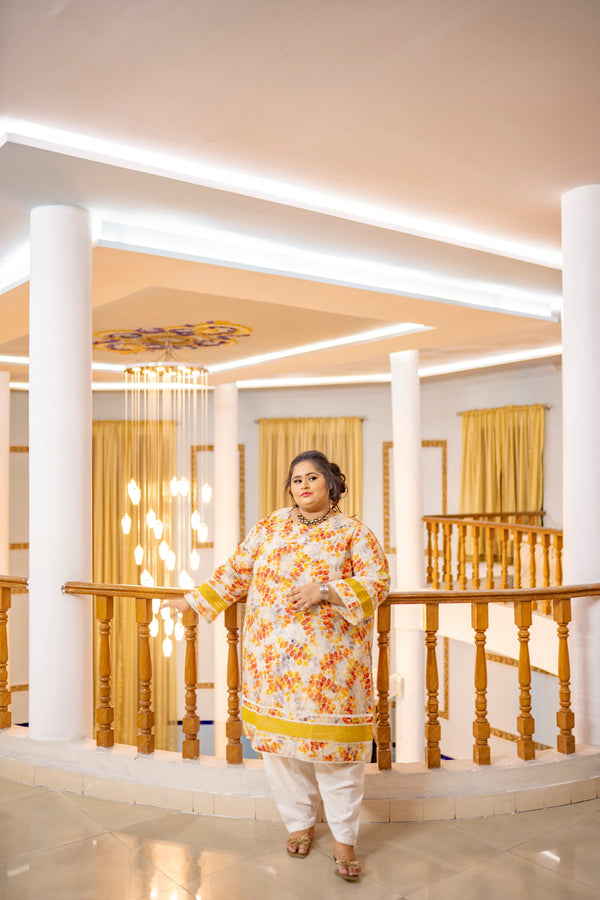Amber Bloom – Plus Size Chikankari Kurti in Autumn Tones PSW-9622