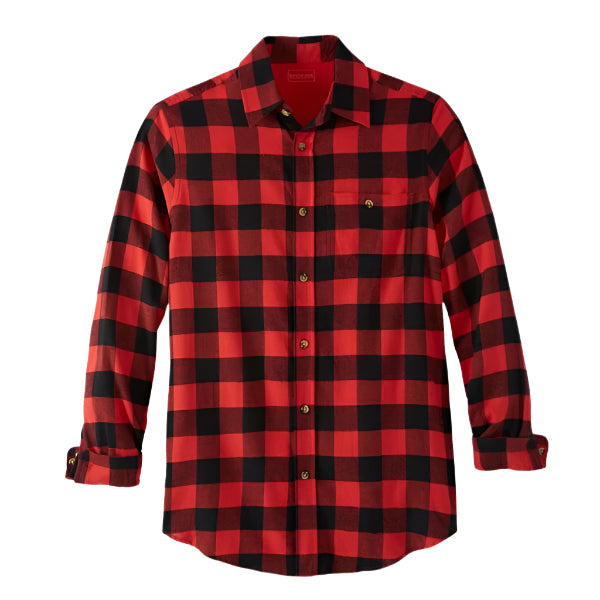 Red buffalo check flannel shirt with chest pocket in Big & Tall relaxed fit
