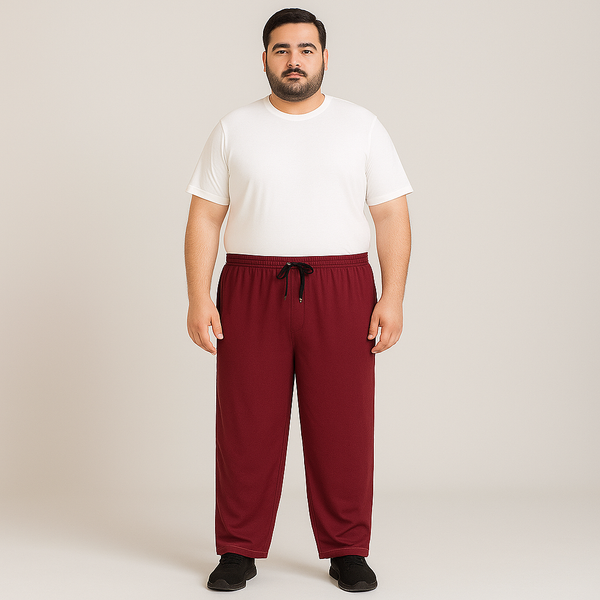 Rich Burgundy UrbanEase Plus Jersey Trousers With Zip Pockets PSM-8387