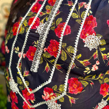 Rose Noir – Plus Size Black Chikankari Floral Kurti For Curvy Women PSW-9628