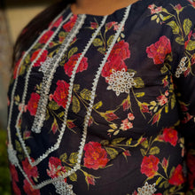 Rose Noir – Plus Size Black Chikankari Floral Kurti For Curvy Women PSW-9628