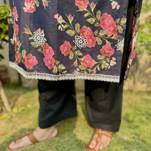 Rose Noir – Plus Size Black Chikankari Floral Kurti For Curvy Women PSW-9628