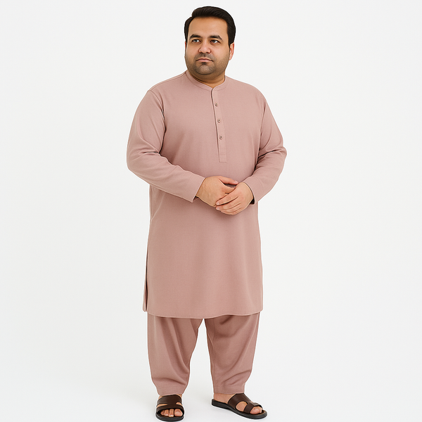 Rosewood Pink Kurta Shalwar for Plus Size Men – Washing Wear | PlusSize.pk