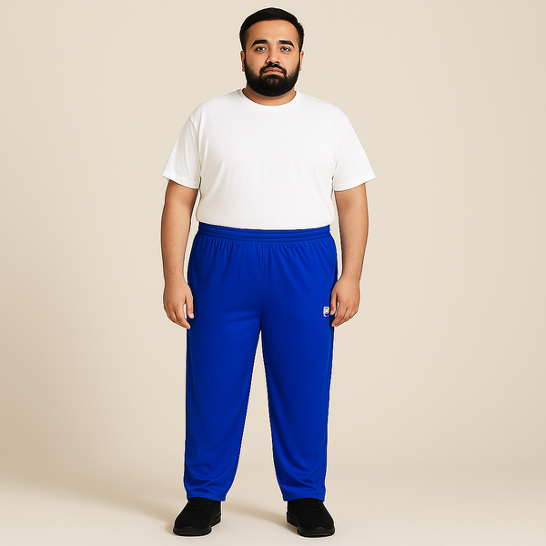 Royal Blue Mesh Polyester Plus Size Trouser PSM-7767