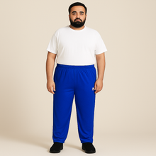Royal Blue Mesh Polyester Plus Size Trouser PSM-7767