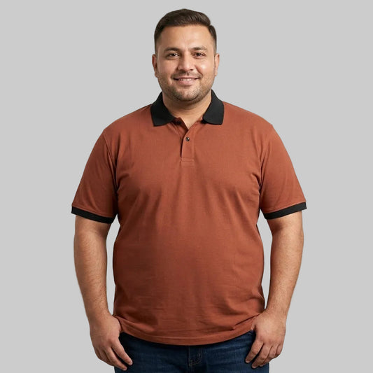 Rust Orange Contrast Collar Polo Shirt PSM-11558