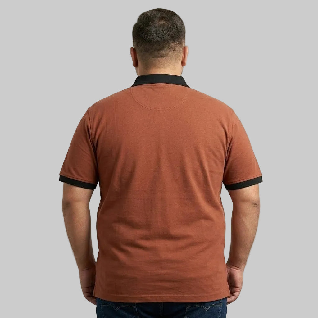Rust Orange Contrast Collar Polo Shirt PSM-11558