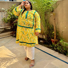 Sunshine Grace – Plus Size Yellow Chikankari Kurti For Curvy Women PSW-9629