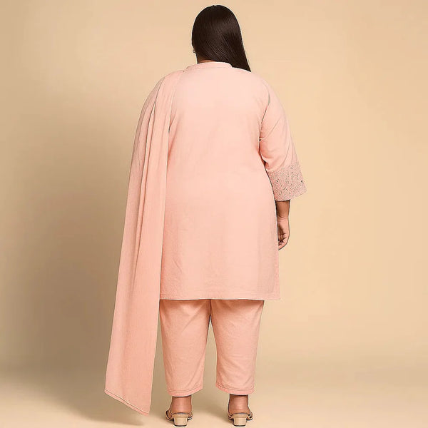 Blush Harmony – Plus Size 3PC Embroidered Lawn Suit – PSW-9870